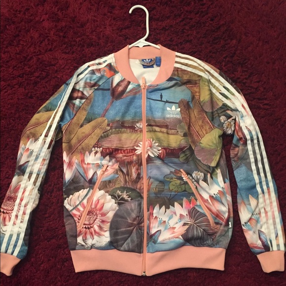 adidas track jacket womens floral